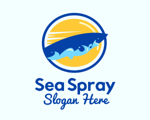 Surfing Waves Badge logo design