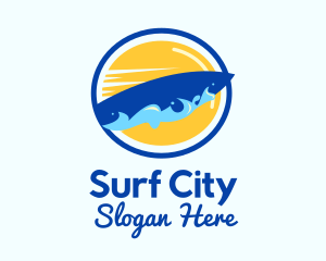 Surfing Waves Badge logo design