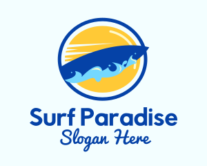 Surfing Waves Badge logo design