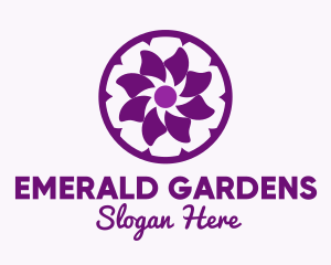 Purple Flower Sun logo design