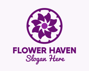 Purple Flower Sun logo design