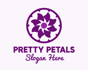 Purple Flower Sun logo design