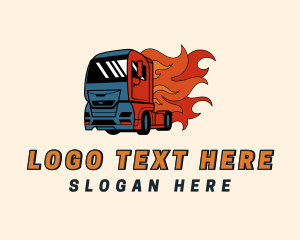 Trailer - Flame Freight Truck logo design