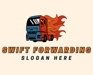 Flame Freight Truck logo design