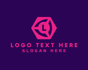 Orange Hexagon - Geometric Cube Tech logo design