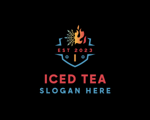 Shield Ice Fire logo design