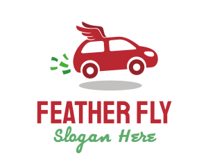 Red Flying Car Wings logo design