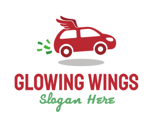 Red Flying Car Wings logo design