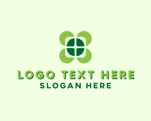 Flower Stand - Lucky Four Leaf Clover logo design