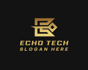 Metallic Tech Gamer Letter E logo design