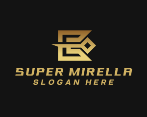 Gold - Metallic Tech Gamer Letter E logo design