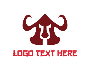 Japanese - Warrior Helmet Horns logo design