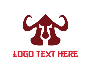 Viking - Warrior Helmet Horns logo design