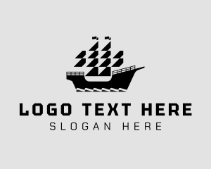 Steamboat - Viking Pirate Ship logo design