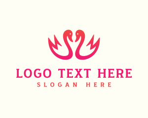 Valentines - Abstract Flower Swan logo design
