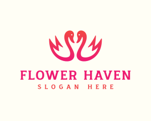 Abstract Flower Swan logo design