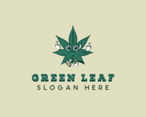 Cartoon Cannabis Marijuana  logo design