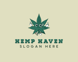 Cartoon Cannabis Marijuana  logo design