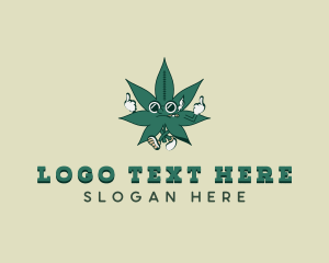 Weed - Cartoon Cannabis Marijuana logo design