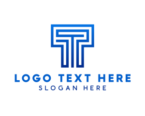 Pattern - Blue Maze Letter T logo design