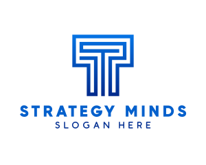 Consultancy - Blue Maze Letter T logo design