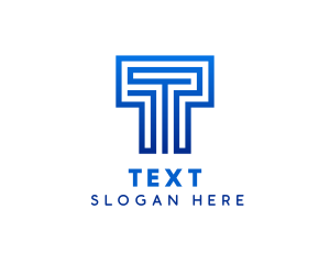 Blue Maze Letter T logo design