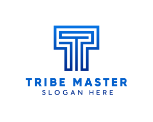 Blue Maze Letter T logo design