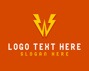 Yellow - Thunder Voltage Letter W logo design