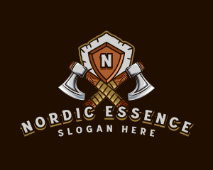 Nordic - Viking Shield Axe logo design