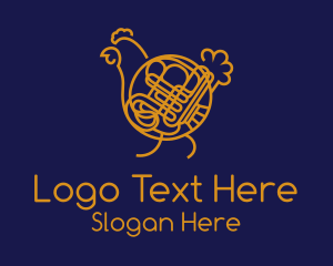 Rooster - Chicken French Horn logo design