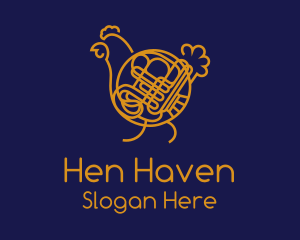 Chicken French Horn logo design