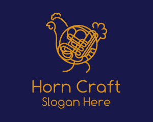 Chicken French Horn logo design