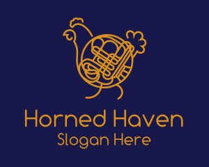 Chicken French Horn logo design