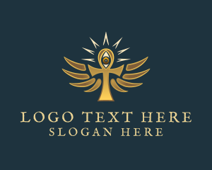 Egyptian - Gold Ankh Eye logo design