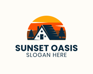 Cabin Forest Sunset logo design