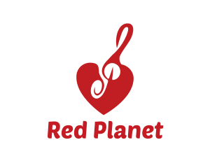 Red Heart Music Note logo design