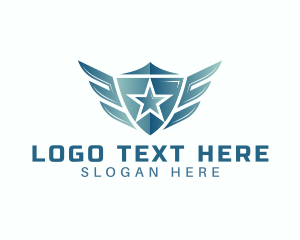 Shield - Star Shield Wings logo design