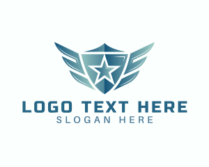 Defense - Star Shield Wings logo design