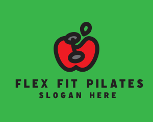 Pilates - Dumbbell Apple Gym logo design