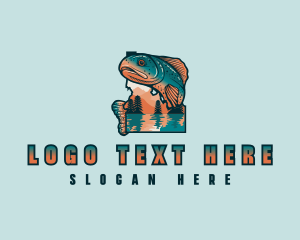 Map - Fish Trout Idaho logo design