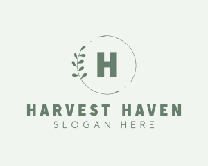 Natural Leaf Wreath logo design