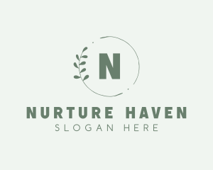 Natural Leaf Wreath logo design