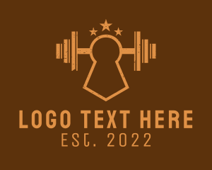 Fitness - Barbell Gym Lock logo design