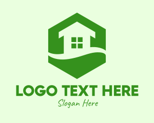 Residential - Green Hexagon House logo design