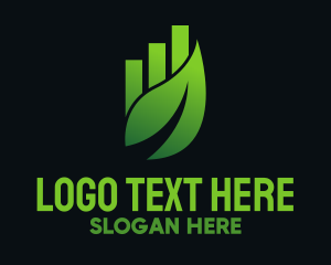 Analytics - Green Leaf Chart logo design