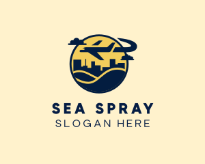 Cityscape Sea Plane Vacation logo design