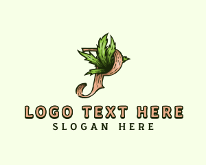 Leaf - Natural Cannabis Letter P logo design
