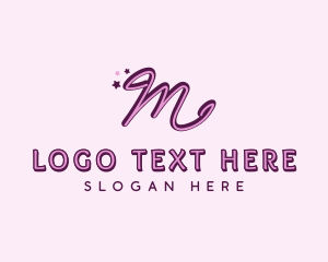 Purple And Pink - Star Letter M logo design