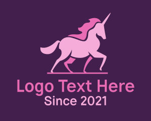 Mythical Creature - Pink Unicorn Silhouette logo design