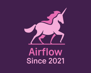 Pink Unicorn Silhouette logo design